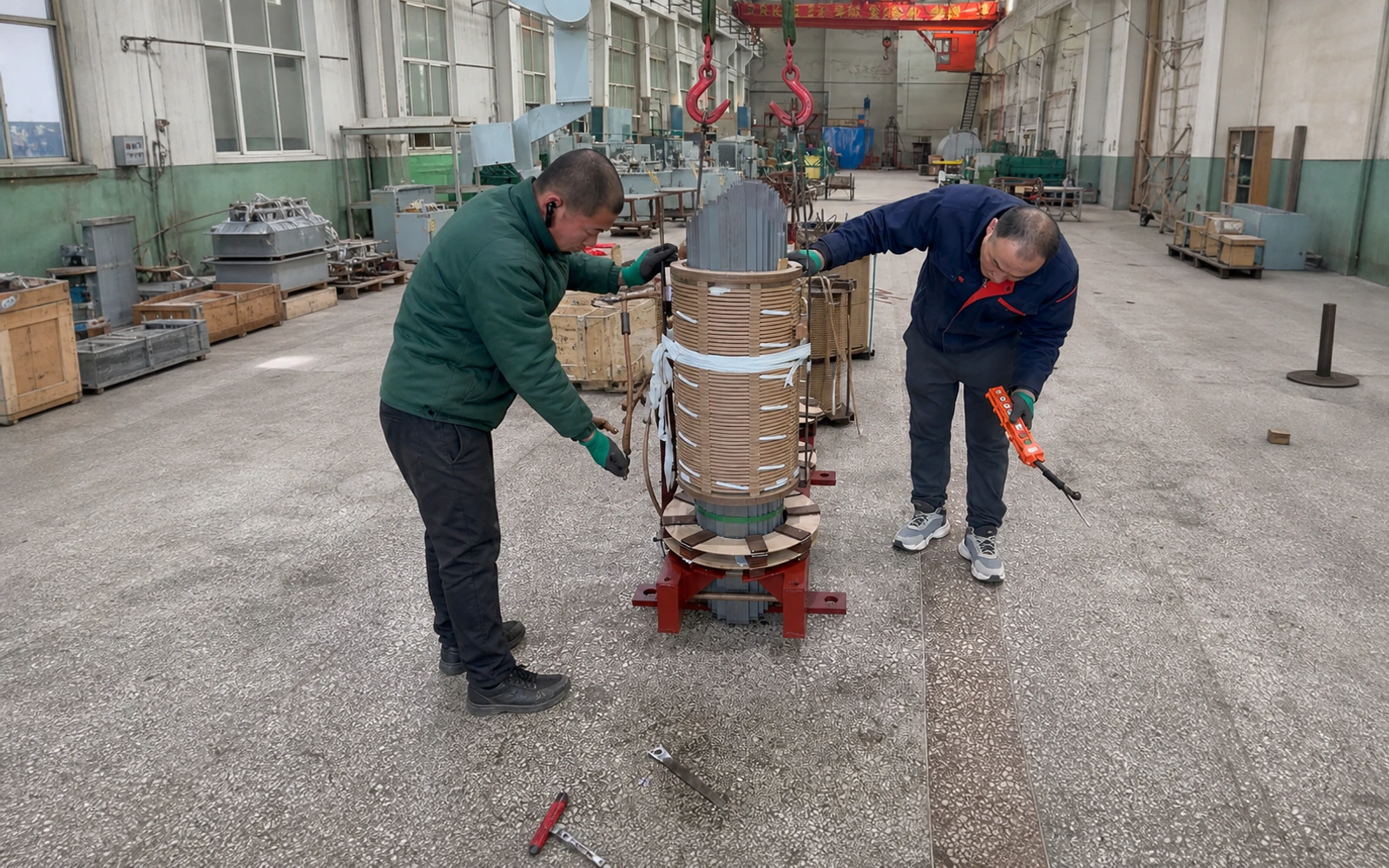 Winding frame during transformer assembly