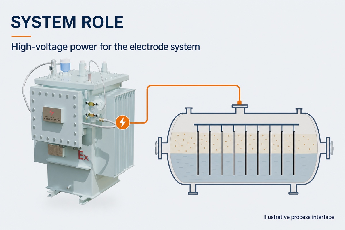 Illustrative role of the transformer in an electrostatic desalter system
