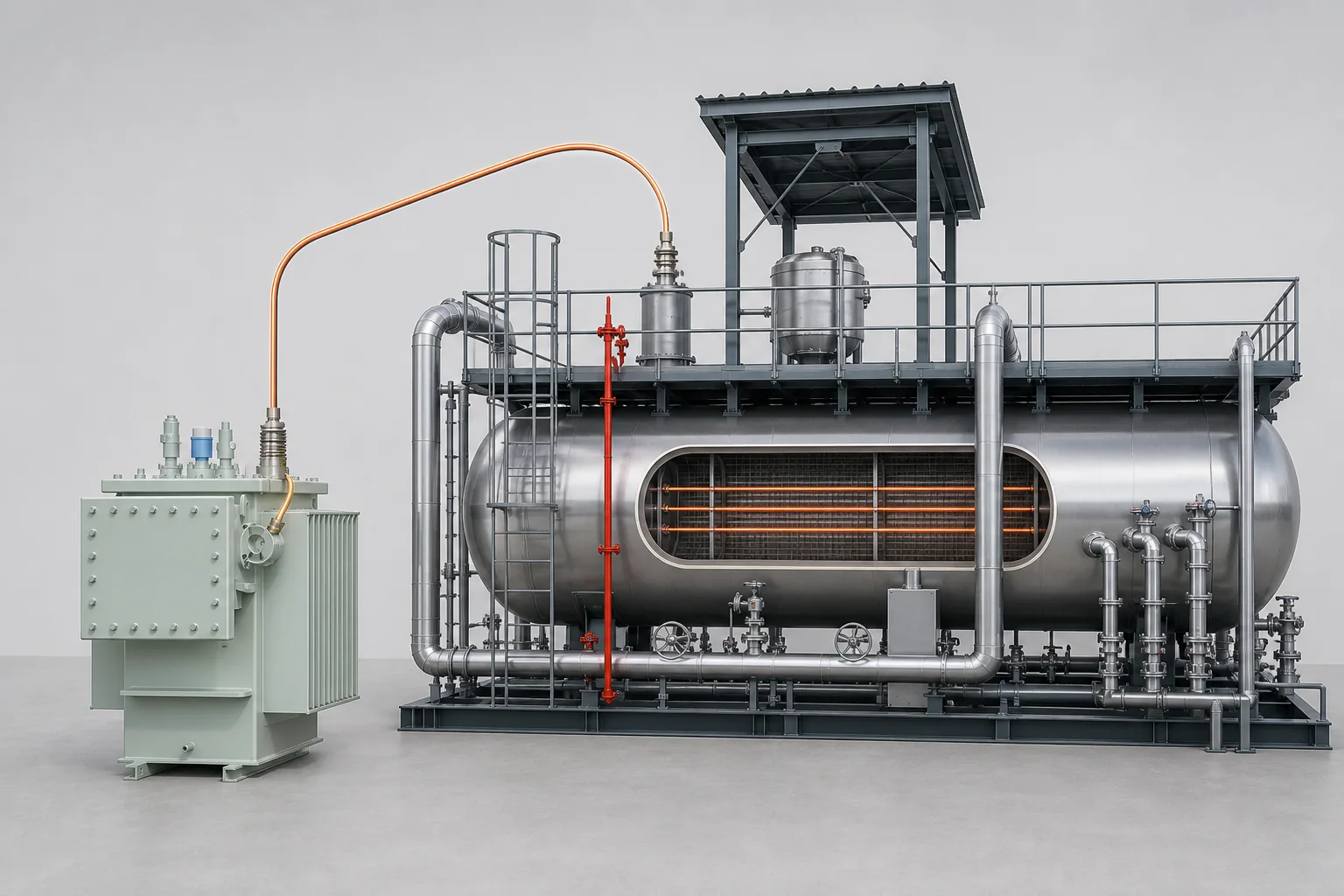 High-voltage transformer and electrode power chain