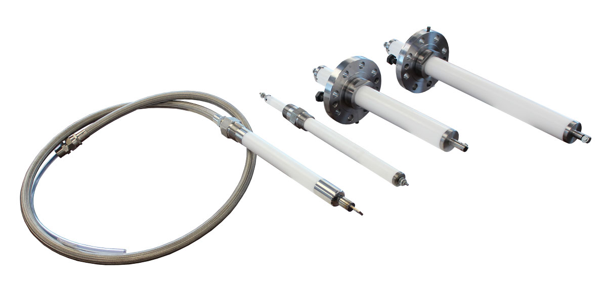 Complete family of rigid electrode rods and flexible high-voltage feedthrough assemblies
