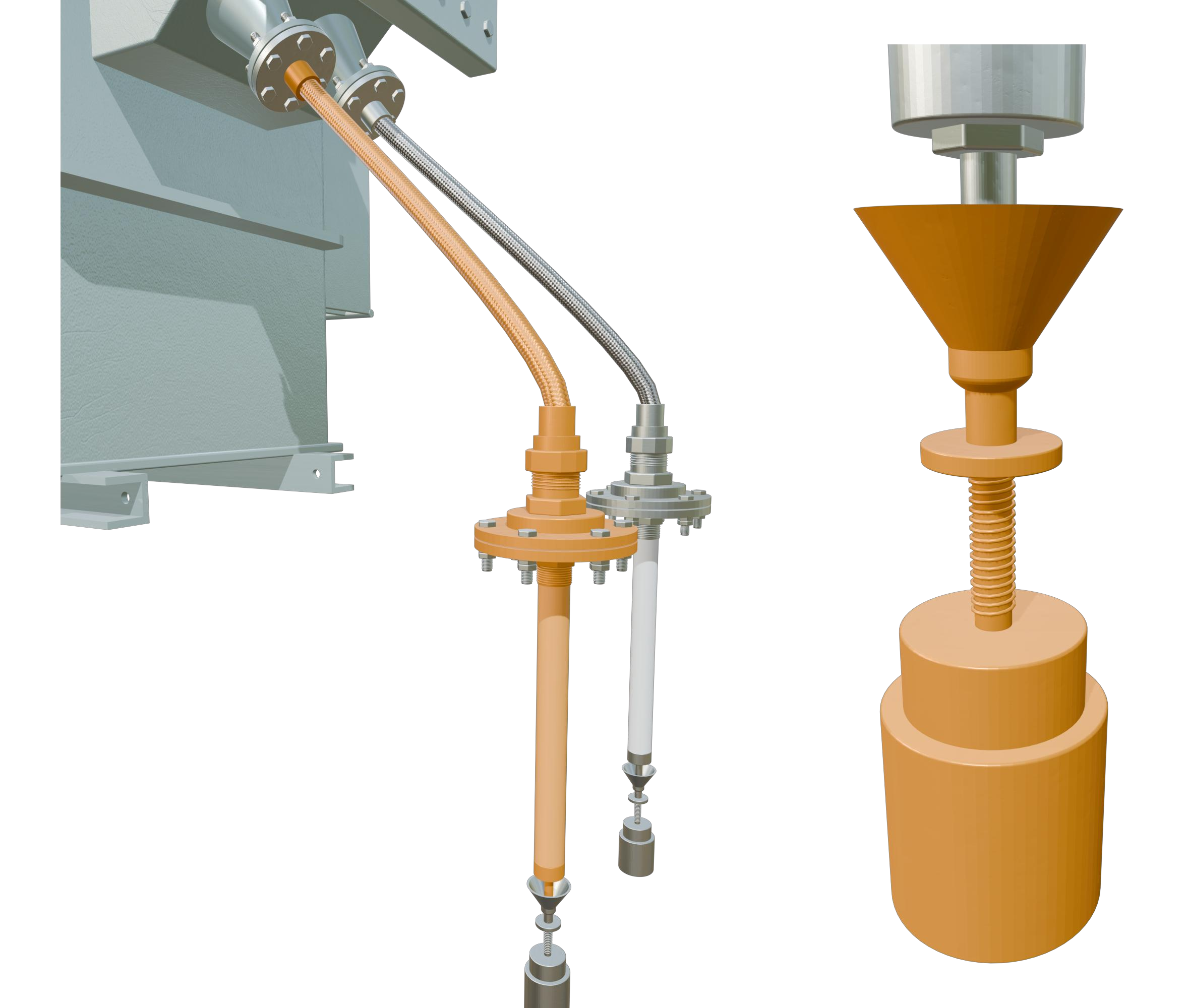 Maintenance detail of the flexible conduit flange electrode rod and internal contact