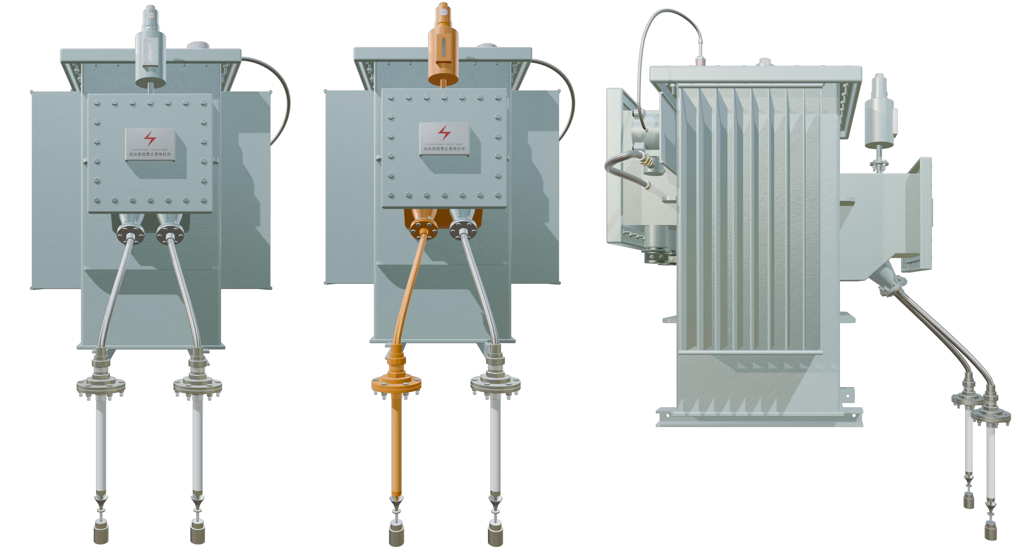 Maintenance drawing showing the complete high-voltage connection arrangement